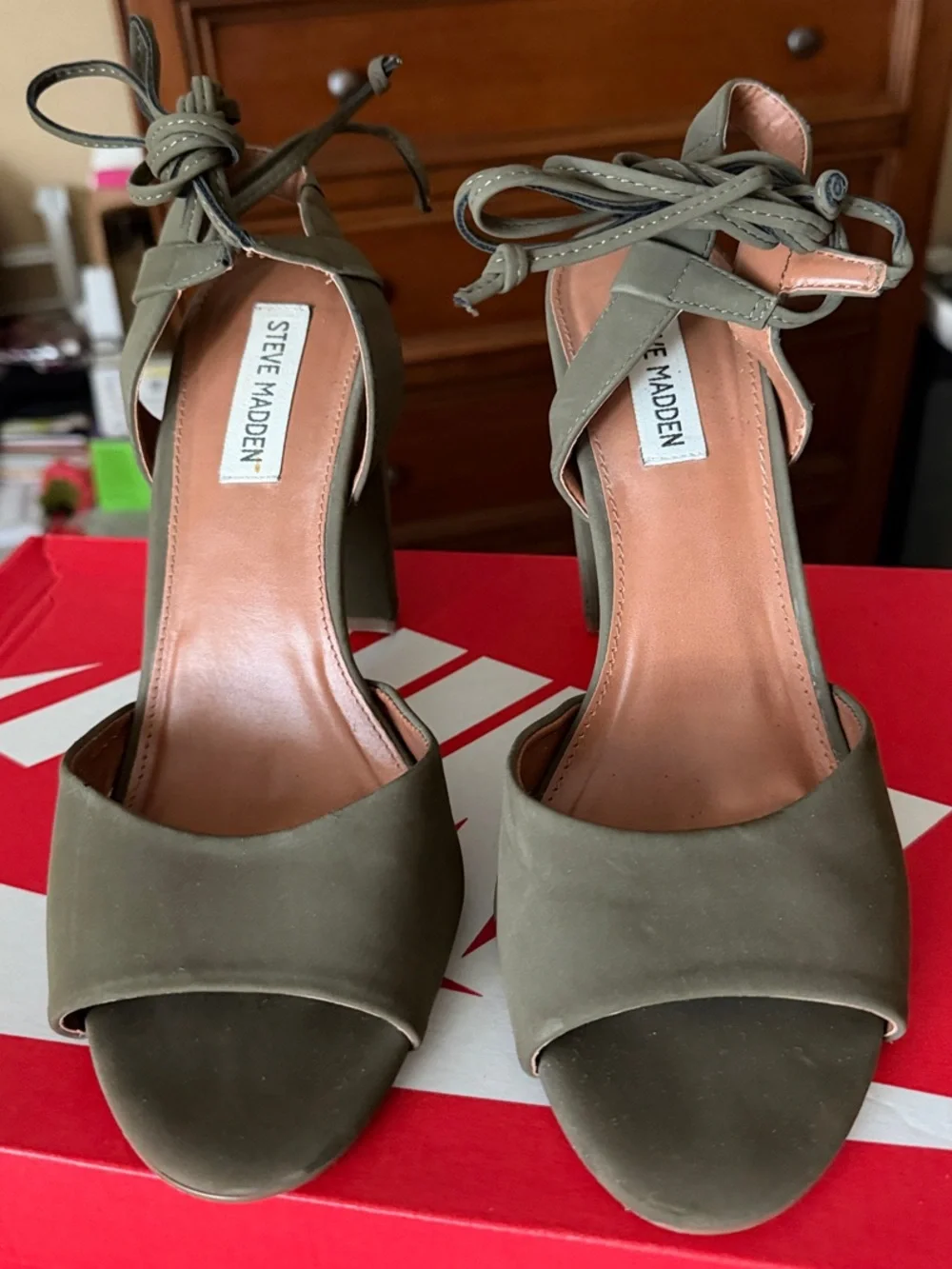 Steve Madden Olive Tie-Strap Block Heel Sandals